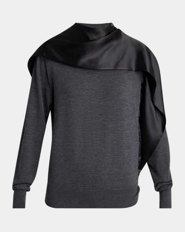 Satin Scarf Wool Sweat